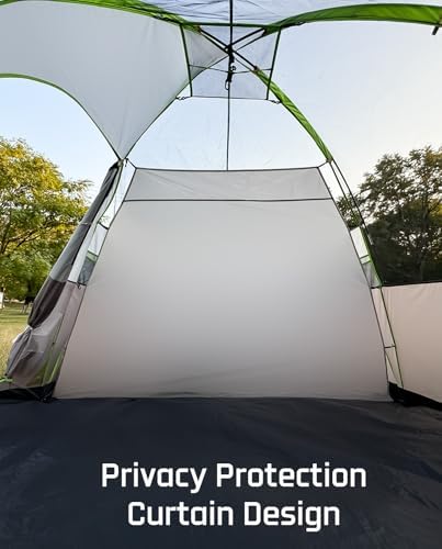 8 Person Larger Extended Dome Camping Tent with 3 Rooms, Waterproof Semi-Freestanding Family Outdoor Tent with Spacious Interior and Mesh Windows - Image 7