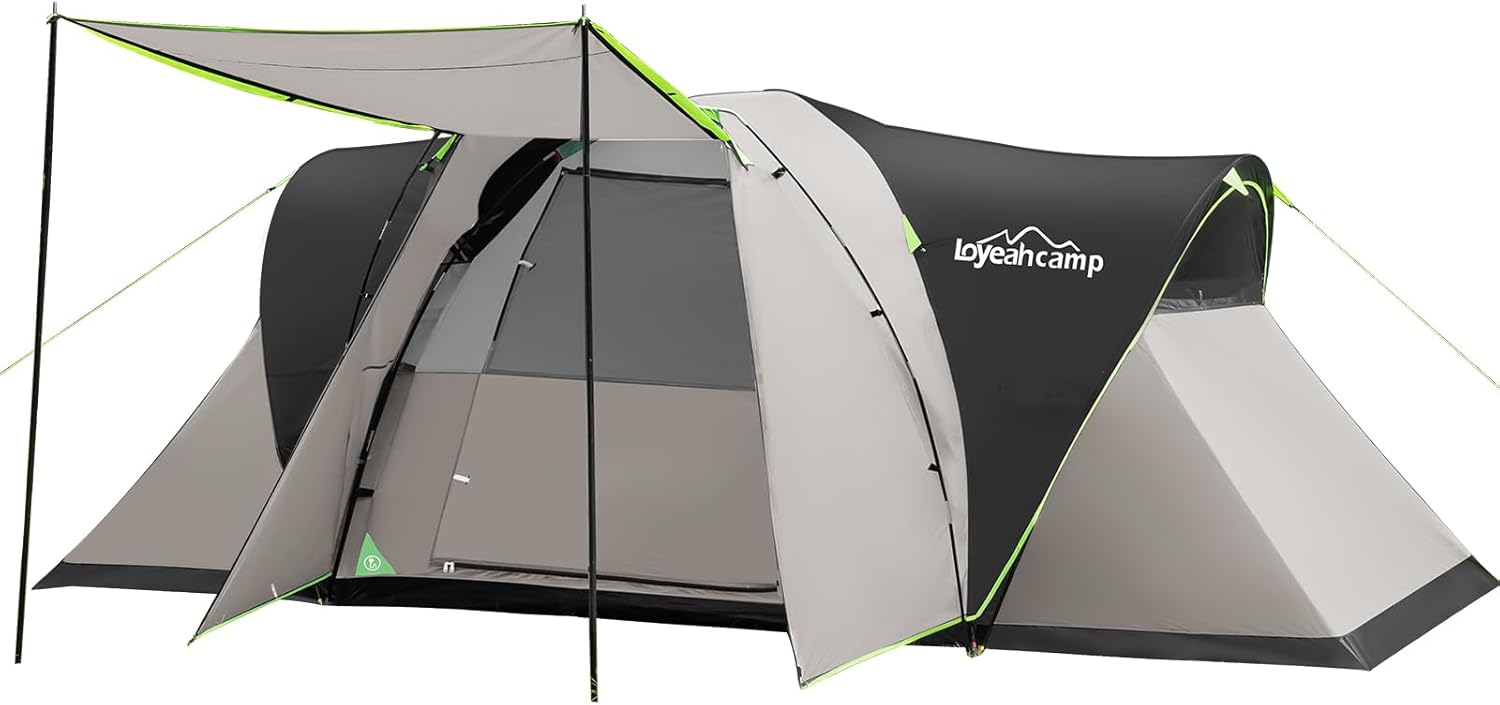 8 Person Larger Extended Dome Camping Tent with 3 Rooms, Waterproof Semi-Freestanding Family Outdoor Tent with Spacious Interior and Mesh Windows - Image 9
