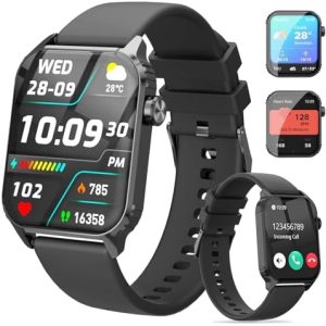 Smart Watches for Women Men, 1.83" HD Smartwatch with 120 Sports Modes, IP67 Waterproof, Bluetooth Call and Music Control;Heart Rate and Sleep Monitor (Black)