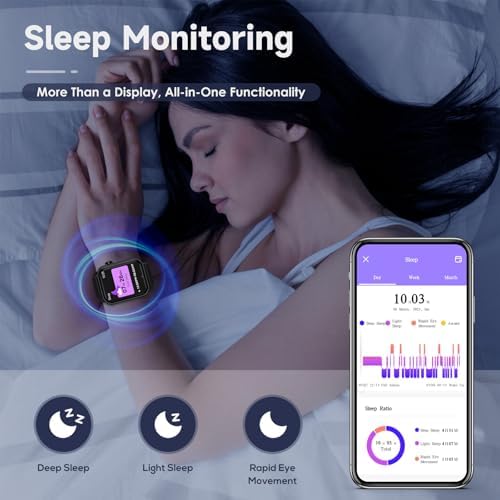 Smart Watches for Women Men, 1.83" HD Smartwatch with 120 Sports Modes, IP67 Waterproof, Bluetooth Call and Music Control;Heart Rate and Sleep Monitor (Black) - Image 4